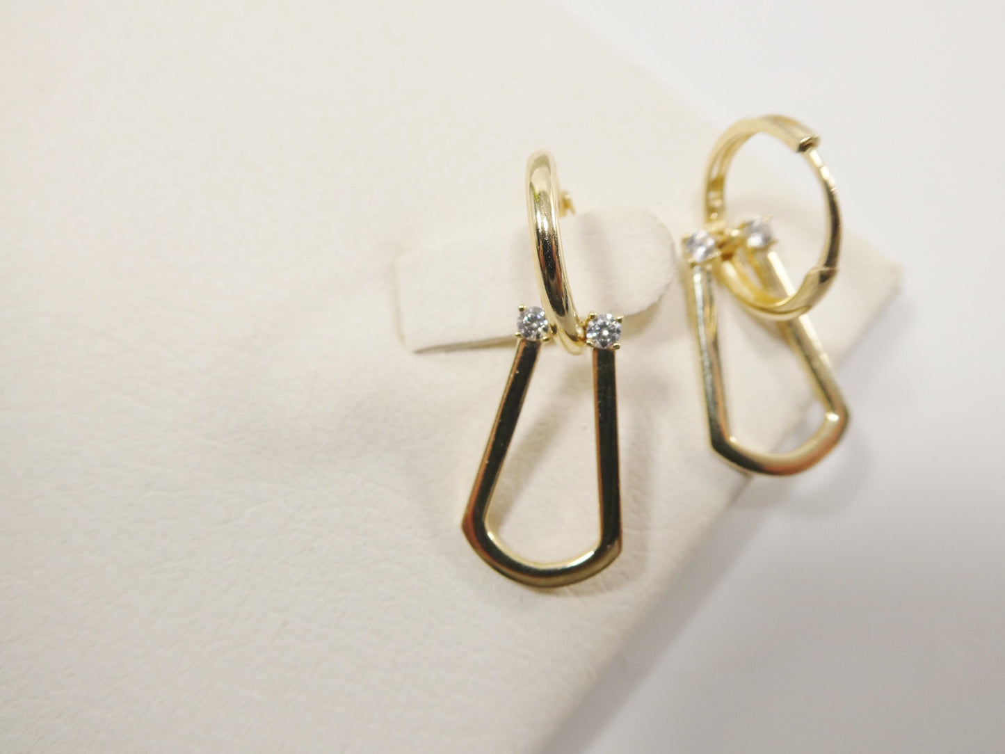real 10k solid yellow gold buckle hoop huggie earring