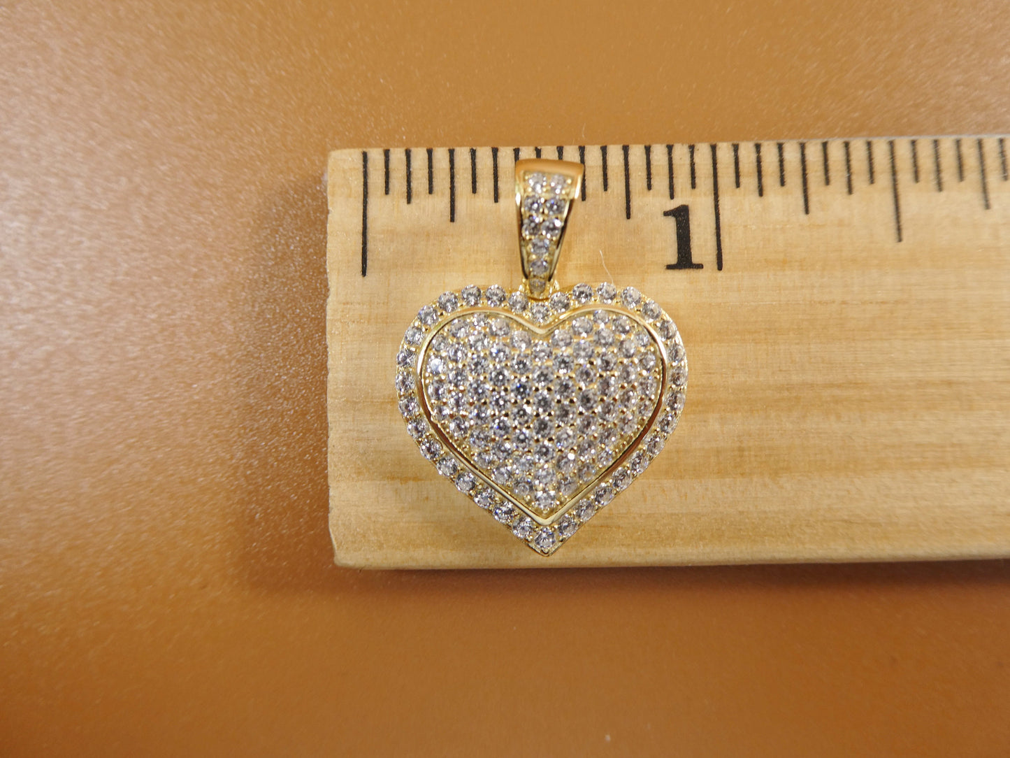 14k yellow color tone moon cut chain and heart over real 925 sterling silver