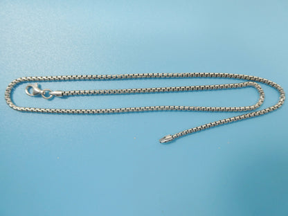 Real 925 Sterling Silver Round Box Chain 14k White Gold Tone Finish