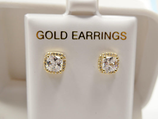 real 10k solid yellow gold push post women / men stud earring