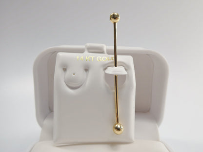 14k Real Solid Yellow Gold Extra Long Straight Barbell Tongue Belly Button Ring Piercing