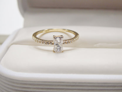 Real 10k Solid Yellow Gold Women's Classic Micro Pave Setting Ring