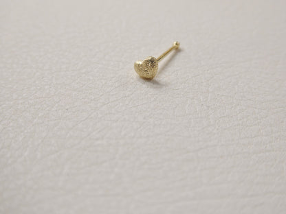 14k Real Solid Yellow Gold Heart Nose Stud Ring