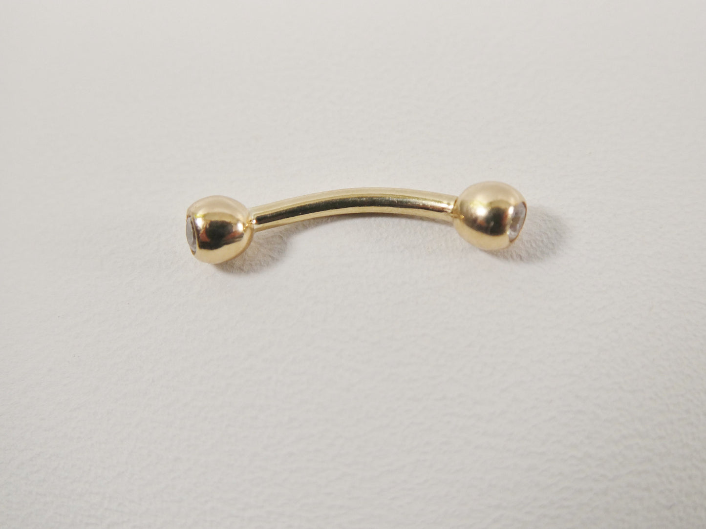 14K real solid yellow gold white gold eyebrow cz both side curve piercing