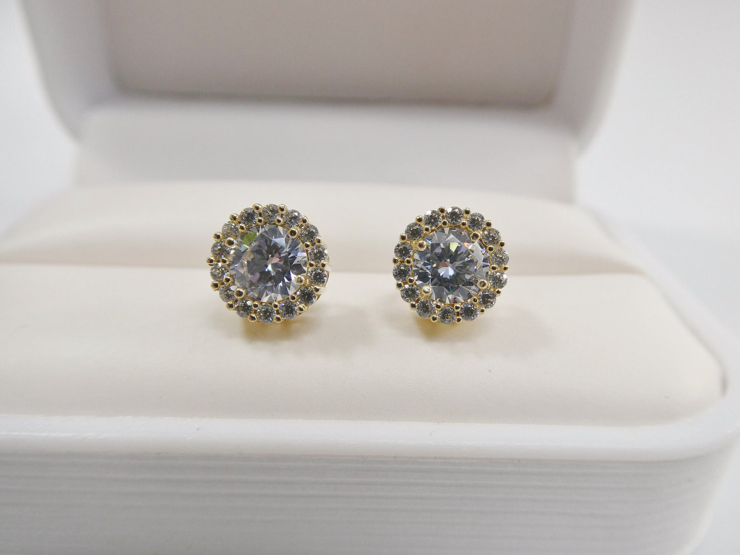 real 10k solid yellow gold circle push post stud earring