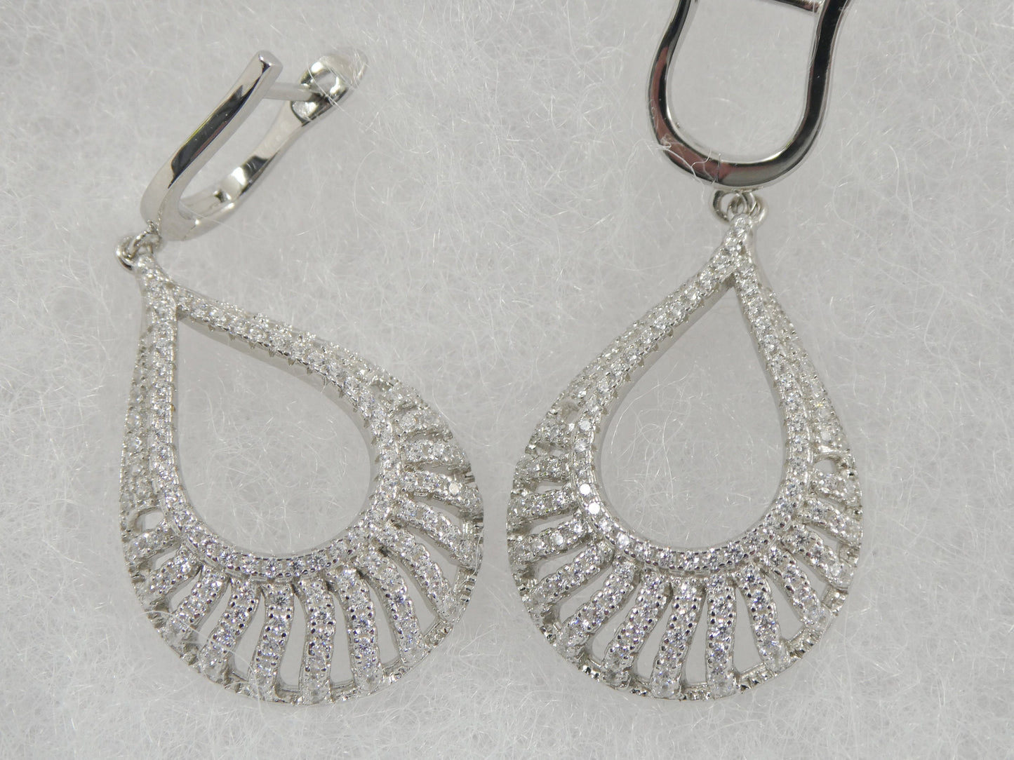 real 925 sterling silver micro pave setting 14k white gold color finish drop earrings
