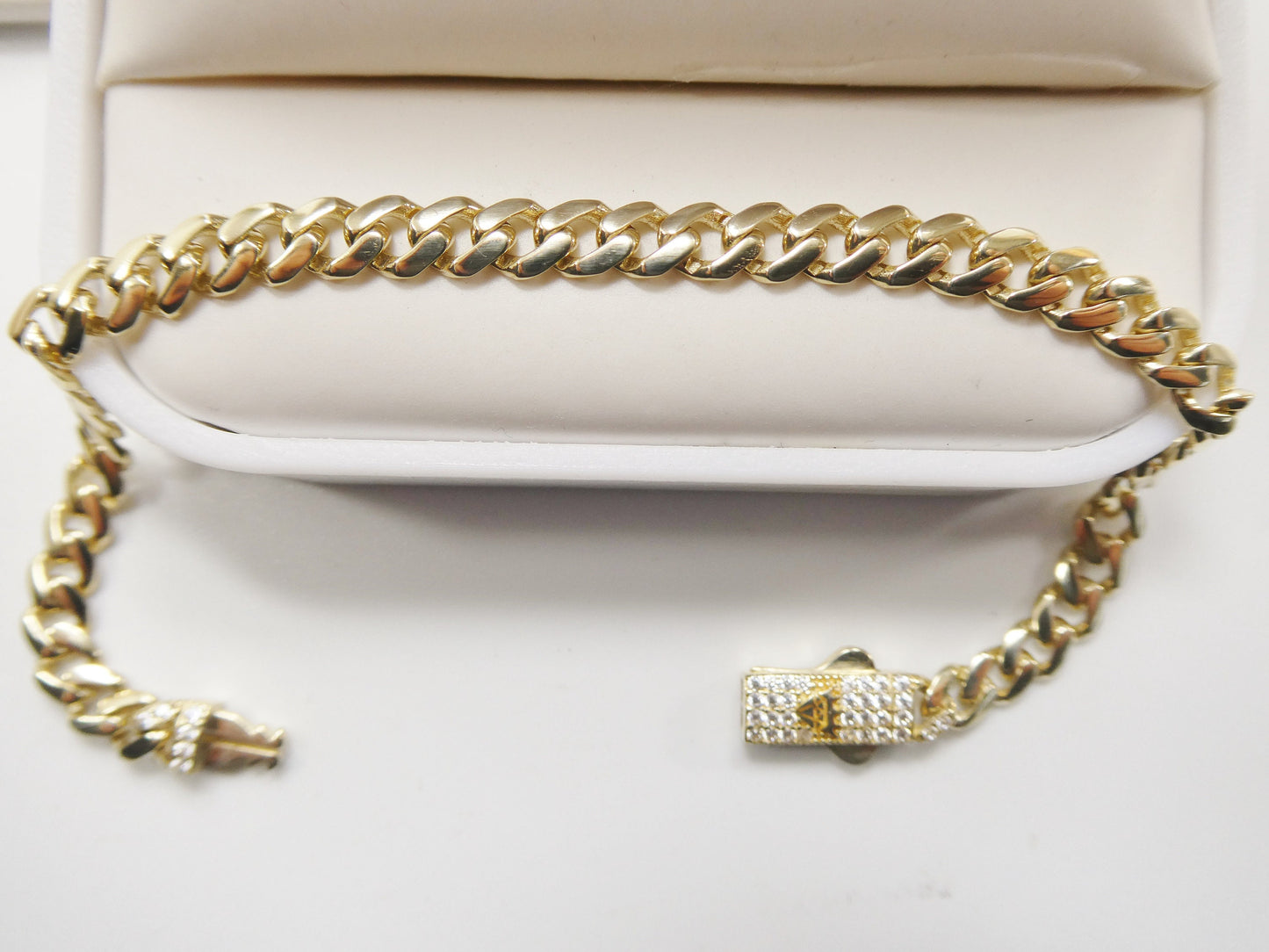 6.5 inch real 10k solid yellow gold 5mm/ 7mm Monaco bracelet