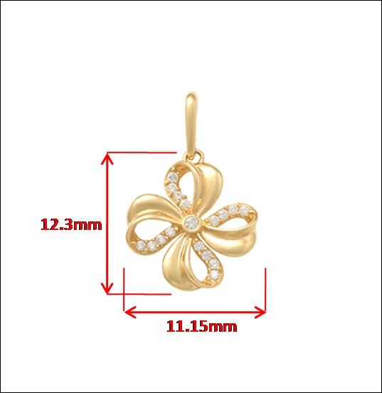 10k Yellow Gold Singapore Chain Necklace flower Pendant