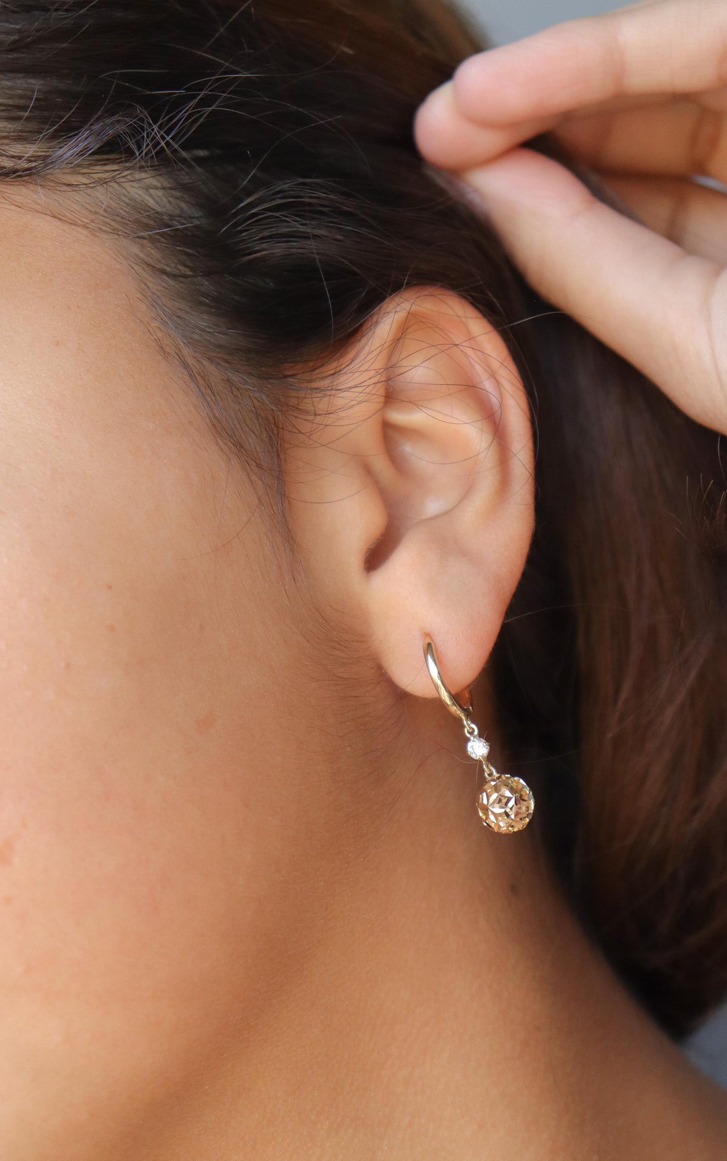 real 10k solid yellow gold ball drop huggie earrings