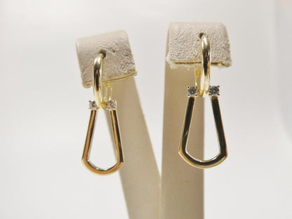 Real 10k Solid Yellow Gold Buckle Hoop Huggie Earrings