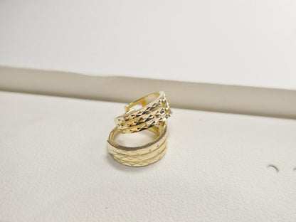 Real 10k Solid Yellow Gold Designer Diamond Cut Hoop Huggie Earrings