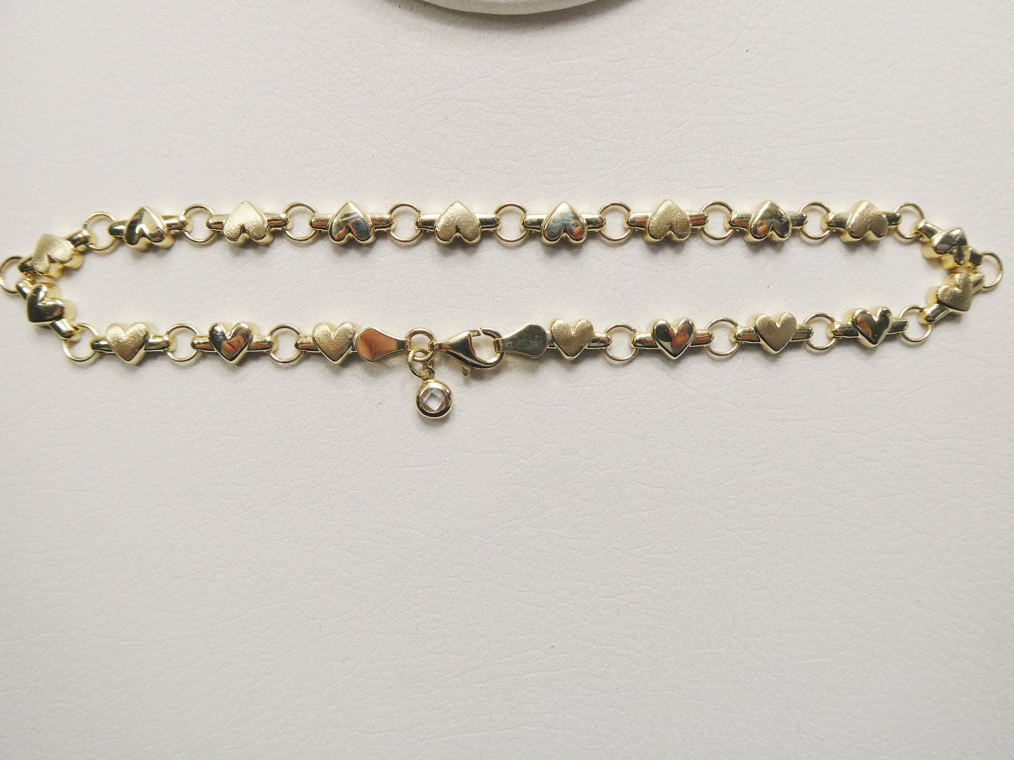 real 14k solid yellow gold 10 inch anklet heart bracelet
