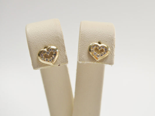 real 10k solid yellow gold small heart push post stud earrings
