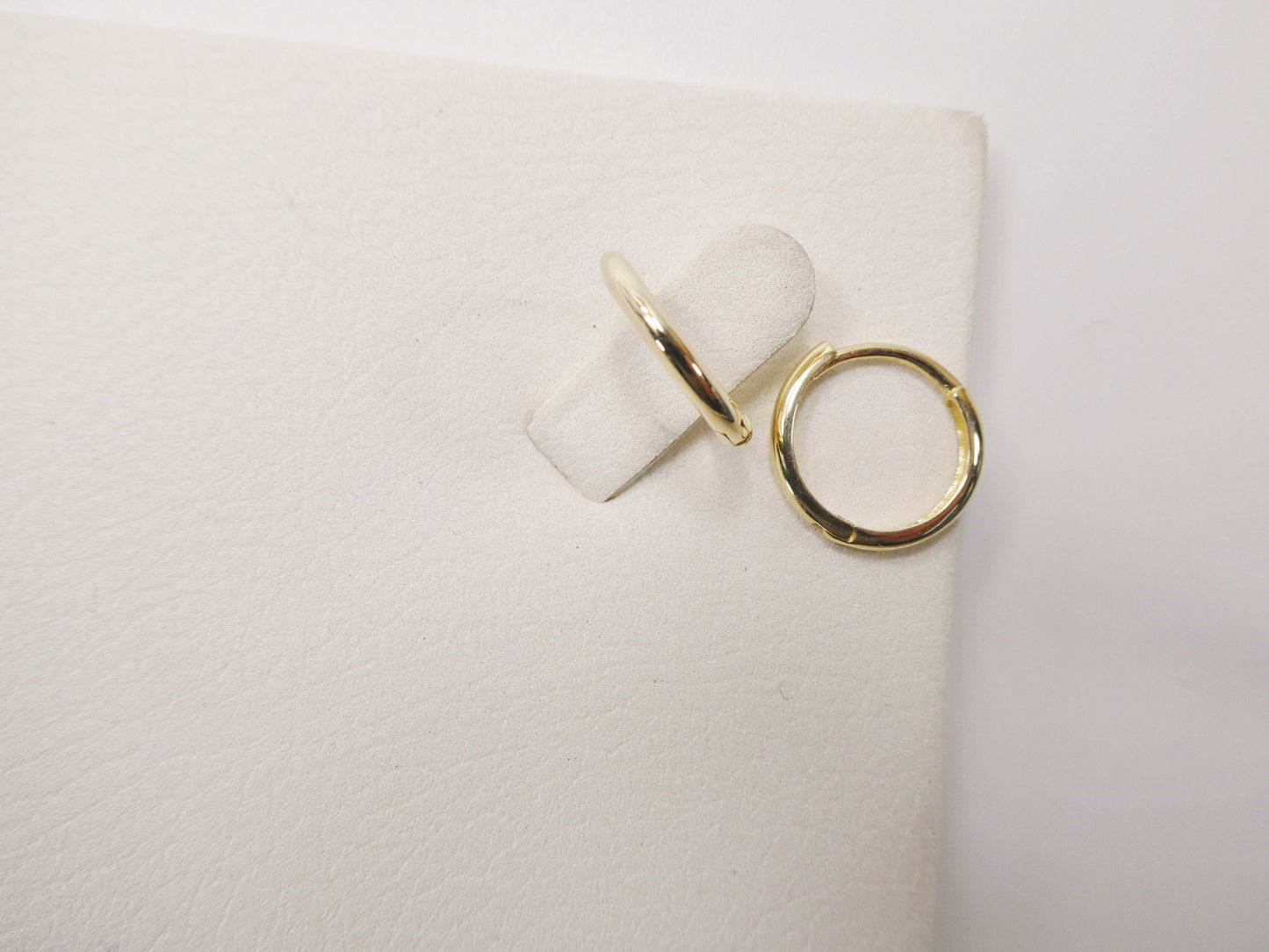 real 10k solid yellow gold 13mm plain hoop huggie earrings