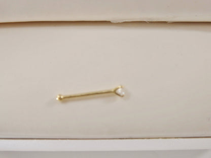 14k Real Solid Yellow Gold Long Post Nose Ring