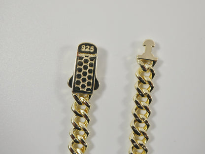 Real 925 Sterling Silver 7mm Solid Monaco Style 14k Yellow Gold Color Finish