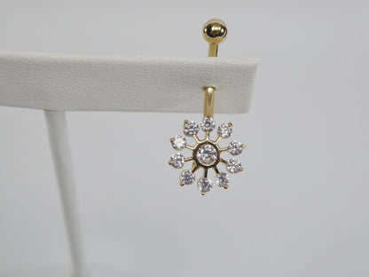 14k Real Solid Yellow Gold Sun Belly Ring