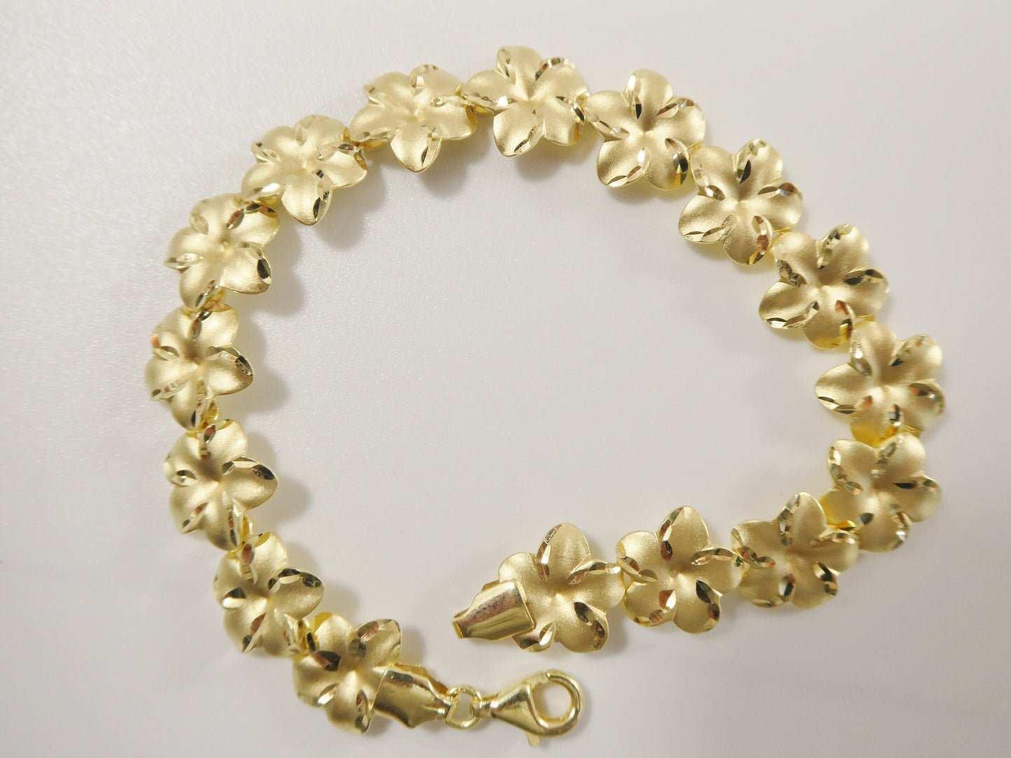 7 inch real 925 sterling silver flower 14k gold tone matt finish
