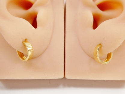 Real 10k Solid Yellow Gold High Polish Plain Hoop Huggie Earrings