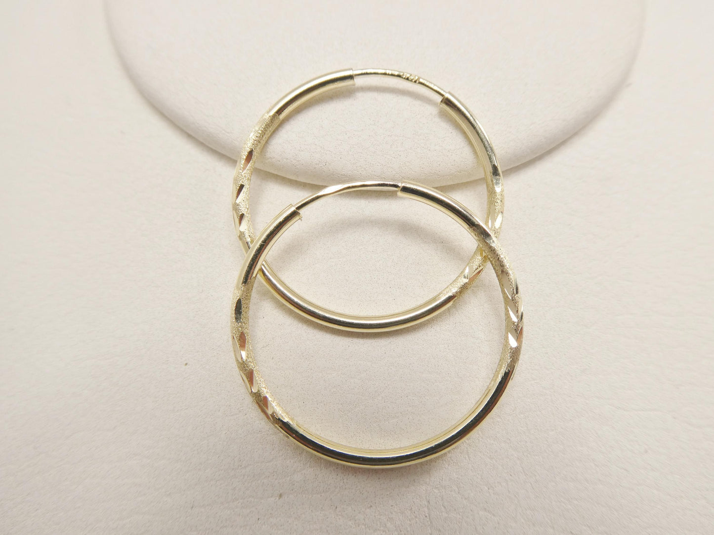 10k real solid yellow gold 2mm tube diamond cut endless hoop earrings