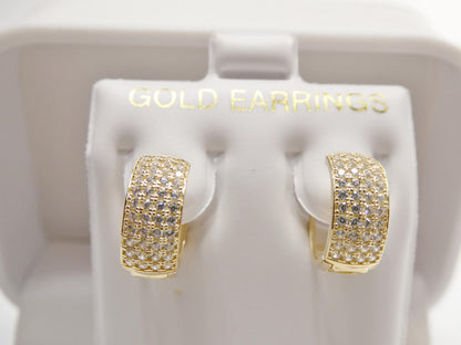 Real 10k Solid Yellow Gold Designer Hoop Huggie Earrings