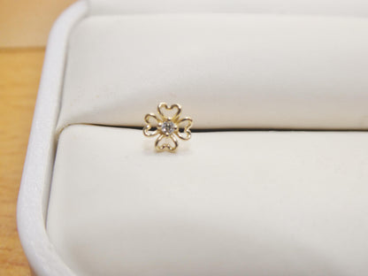 14k Real Solid Yellow Gold Flower Nose Rings