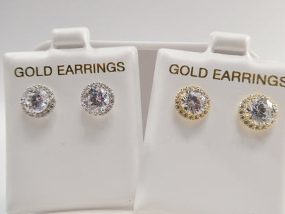 Real 10k Solid Yellow Gold Push Post Circle Stud Earrings