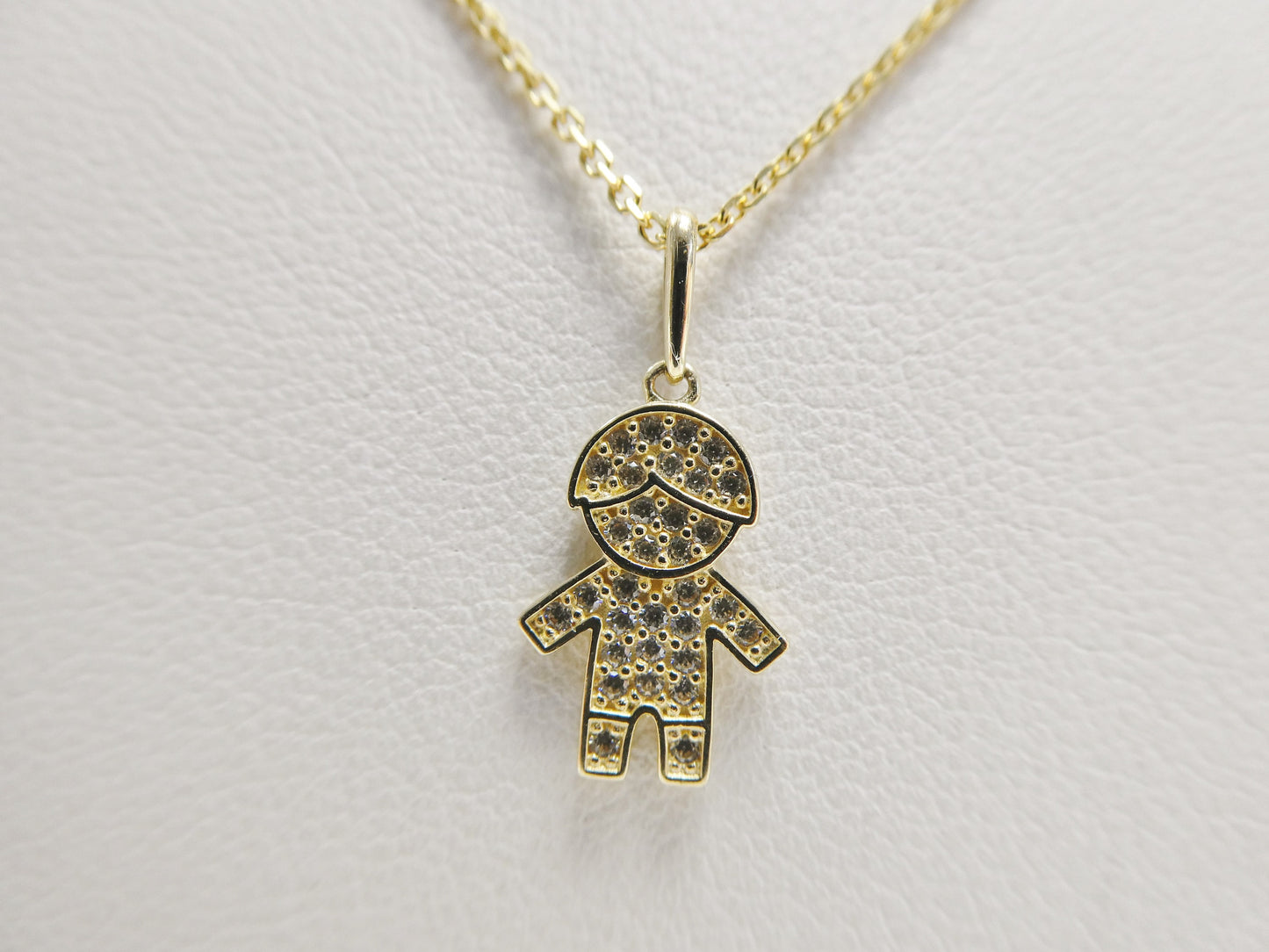10k real solid yellow gold small boy pendent and 18 inch cable necklace