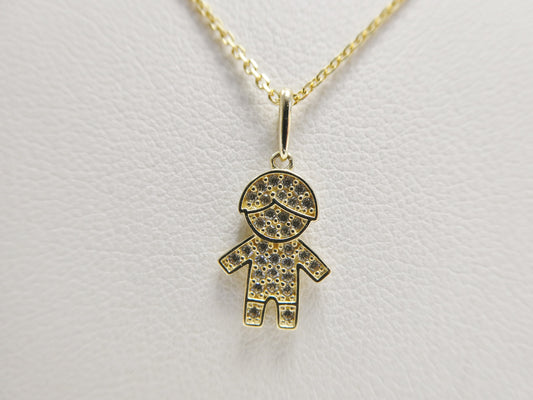 10k real solid yellow gold small boy pendent and 18 inch cable necklace