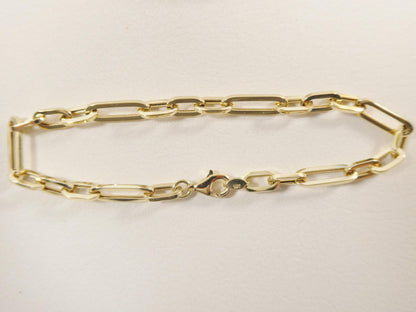 Real 14k Solid Yellow Gold Design Paperclip 6.5/ 7/ Inch Bracelet