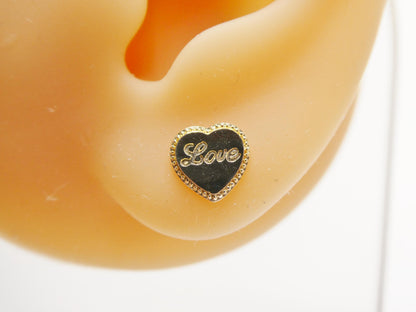 Real 10k Solid Yellow Gold Heart Love Push Post Earrings