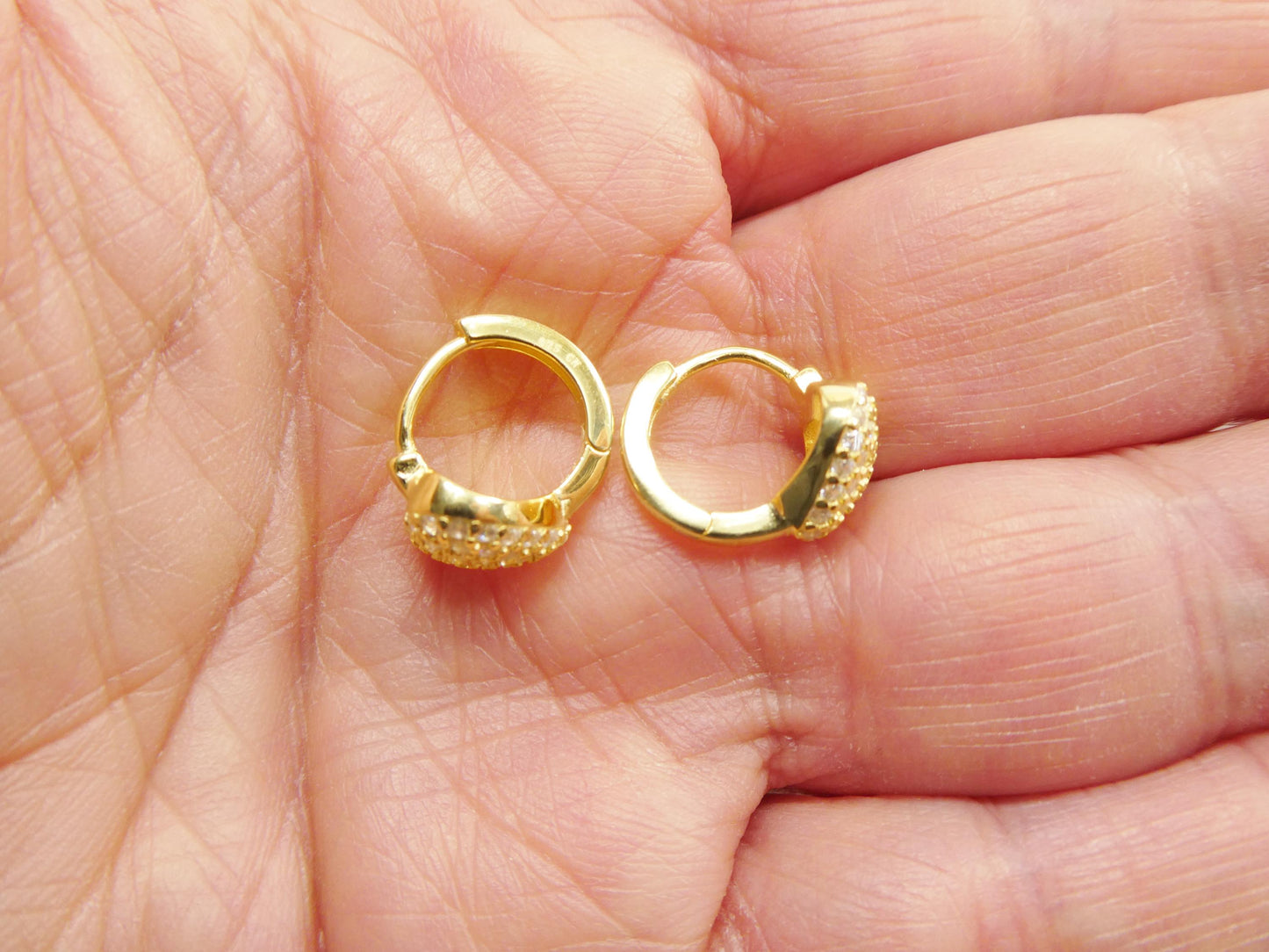 real 925 sterling silver yellow color finish huggie heart earrings