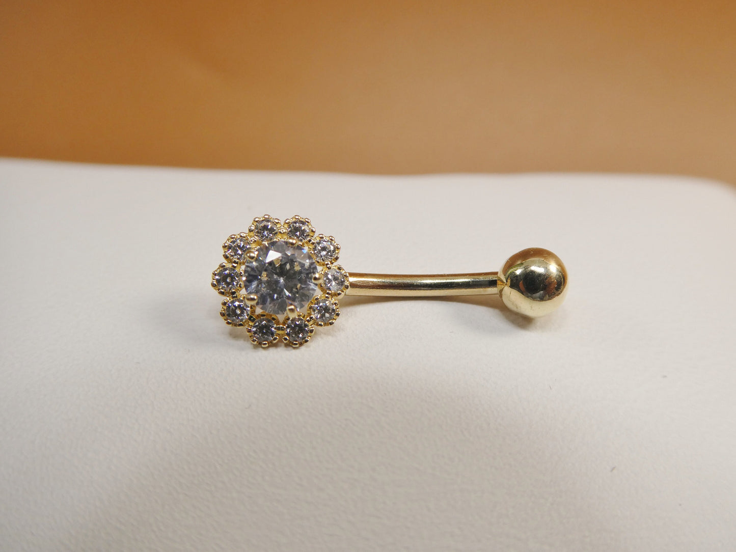 14k real solid yellow gold birthstone color center belly button ring piercing