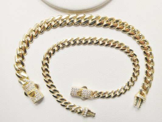 6.5 inch real 10k solid yellow gold 5mm/ 7mm Monaco bracelet