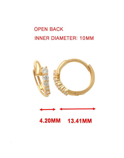 Real 10k Solid Yellow Gold Designer Hoop Huggie Earrings