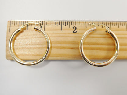 Real 10k Solid Yellow Gold Plain High Polish 30 mm Hoop Huggie Earrings