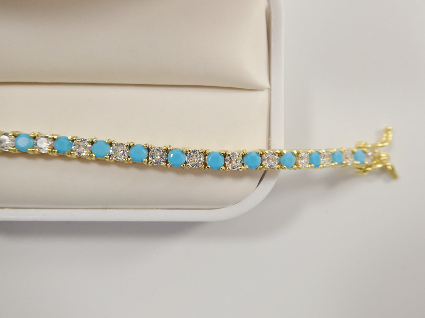 3mm 7 Inch turquois tennis bracelet real 925 sterling silver