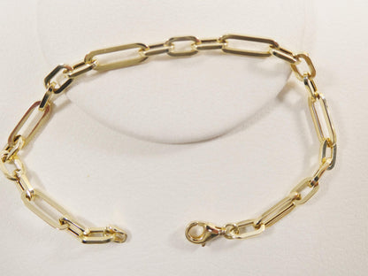 Real 14k Solid Yellow Gold Design Paperclip 6.5/ 7/ Inch Bracelet