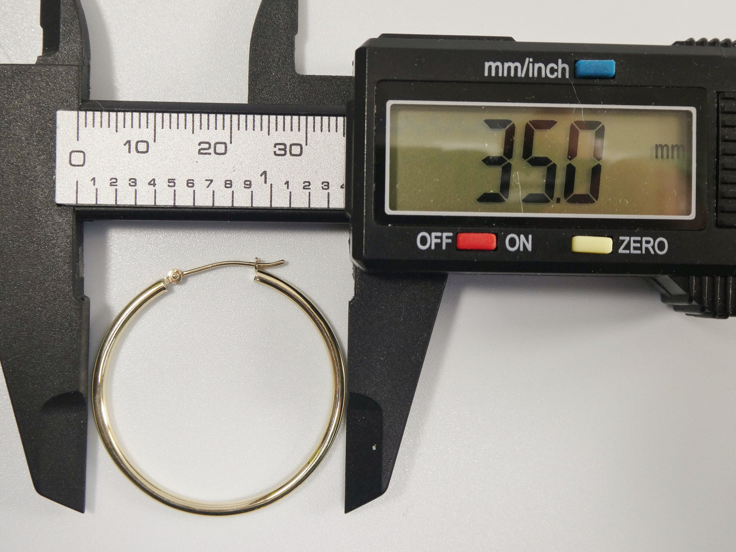 14K Solid Yellow Gold Hoop Earrings, 35mm
