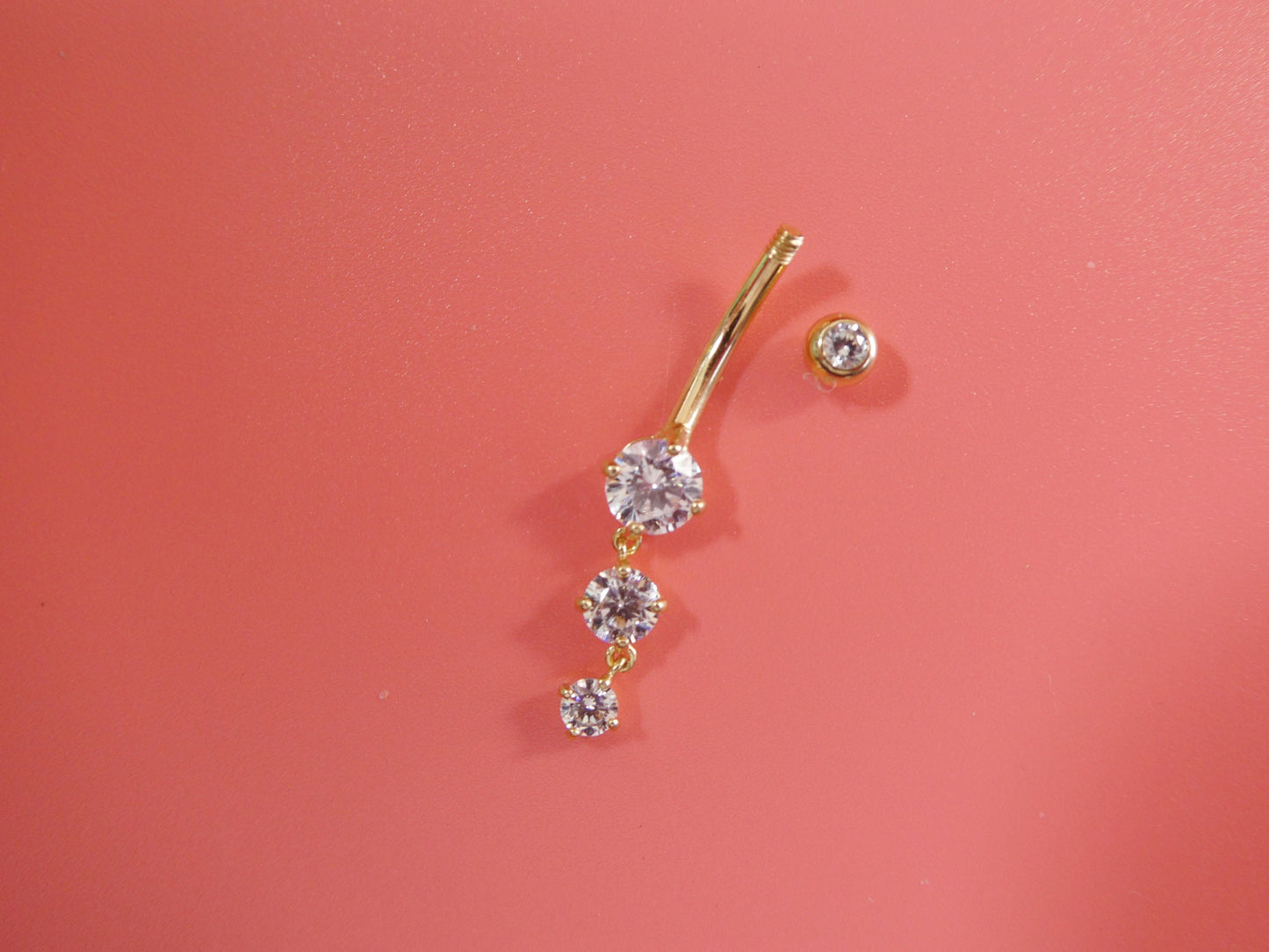 14k real solid yellow gold flower belly button ring piercing