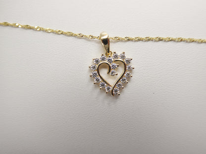 10k Real Solid Yellow Gold 16 Inch Chain & Heart Pendent Set