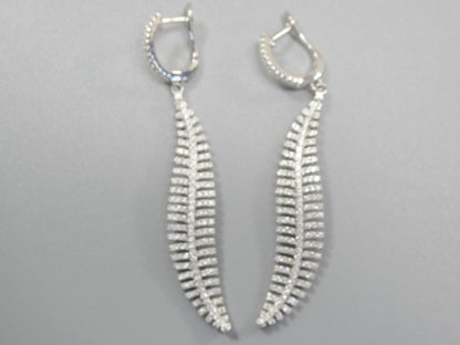 Real 925 Sterling Silver Micro Pave Setting 14k White Gold Color Finish Drop Earring