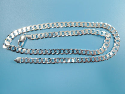 Real 925 Sterling Silver 7.6MM Italian Solid Chain Lobster Lock Clasp