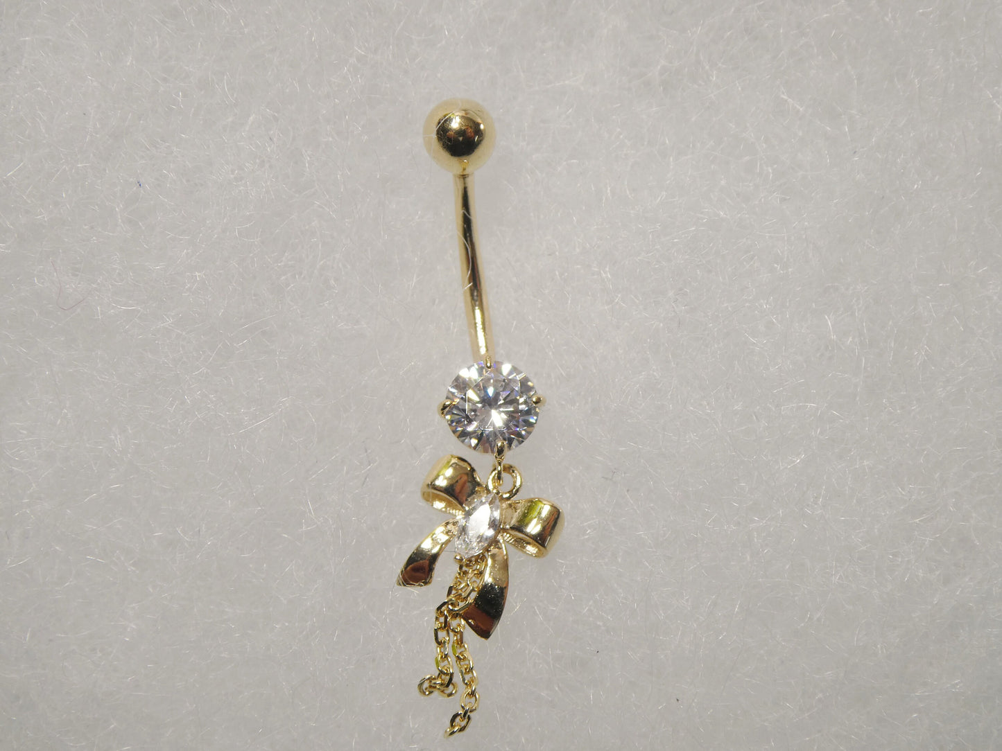 14k real solid yellow gold bow-tie belly button ring piercing