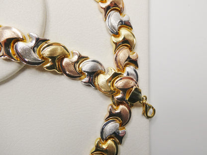 Real 925 Sterling Silver Tri Color Large Mushroom Set Necklace and Bracelet