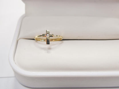 Real 10k Solid Yellow Gold Cross Classic Pinky Ring