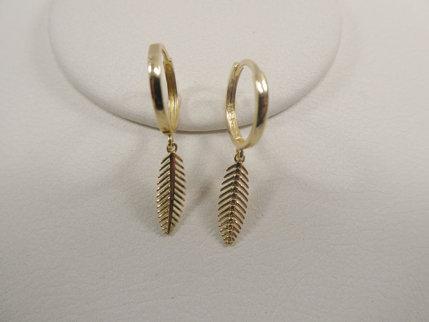 10k real yellow gold wheat dangle plain huggie earrings