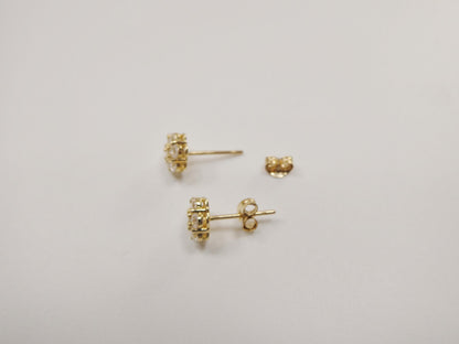 Real 10k Solid Yellow Gold 5.7mm Flower Push Post Stud Earrings