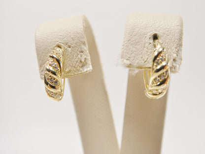 Real 10k Solid Yellow Gold Designer Hoop Huggie Earrings