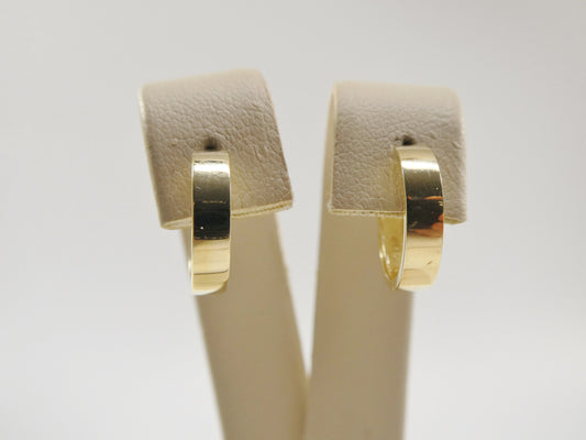 real 10k solid yellow gold high polish plain hoop huggie earrings